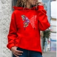 thumbnail image 1 of 2024 Hot Zip Up Hoodie Women Clearance Sale Women's Printed Pattern Long-Sleeved Round Neck Pullover Hooded Sweatshirt Girlfriend Gifts, Red XL, 1 of 6