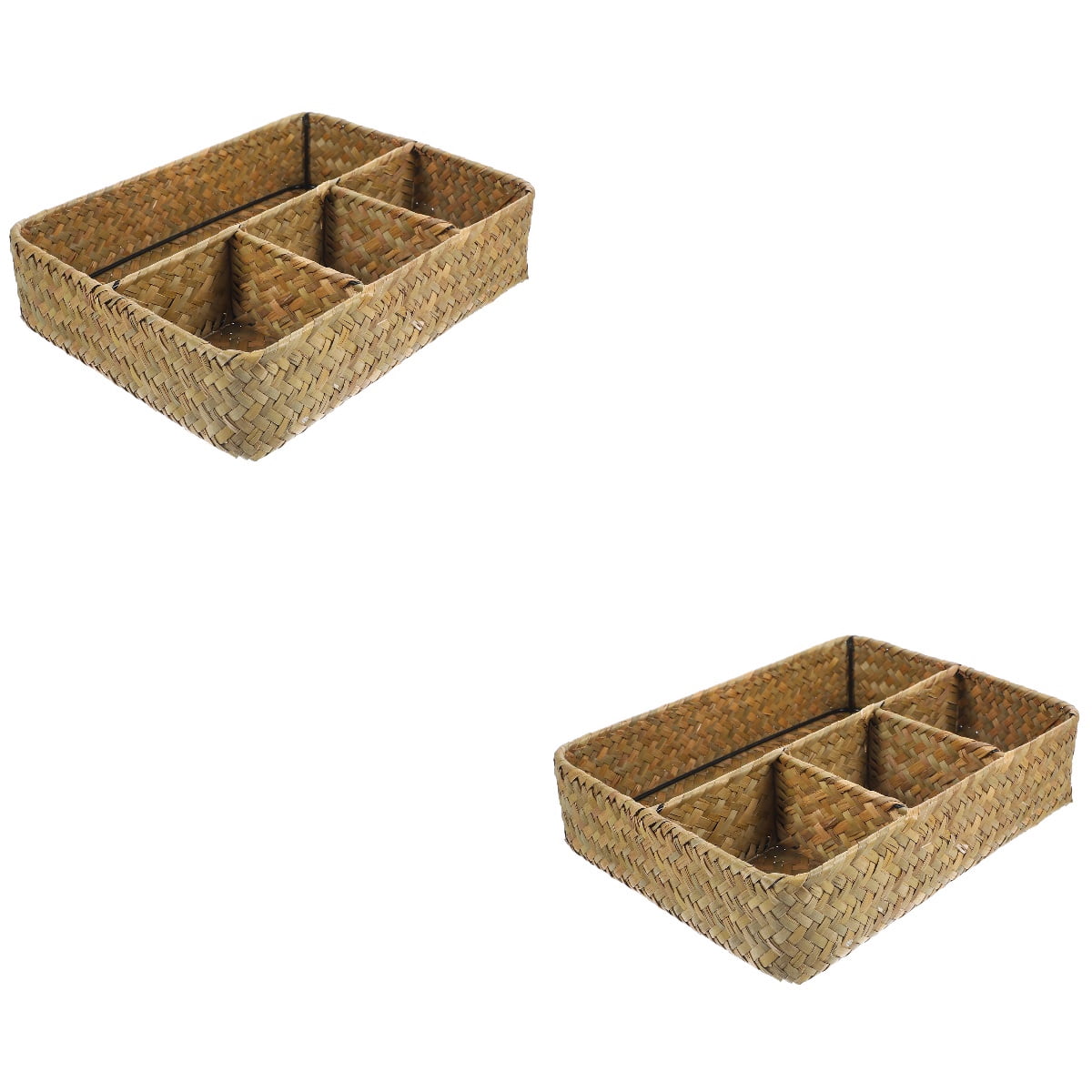 2 Count Seaweed Hand Woven Baskets Display Desktop Storage Grocery ...