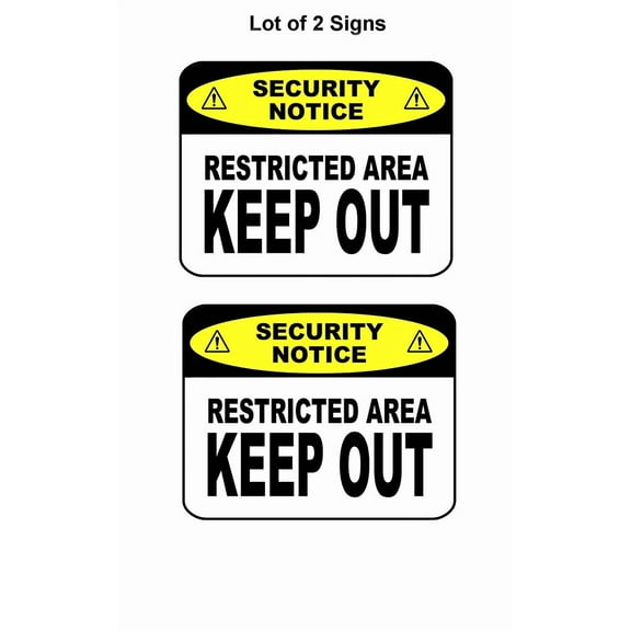 2 Count "Security Notice Restricted Area Keep Out" 11 inch by 9.5 inch Laminated Sign
