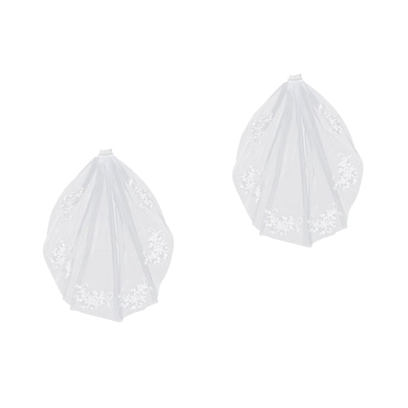 2 Count Short Veil Beaded Veil Miss Child 90.00X9.00X0.20CM White
