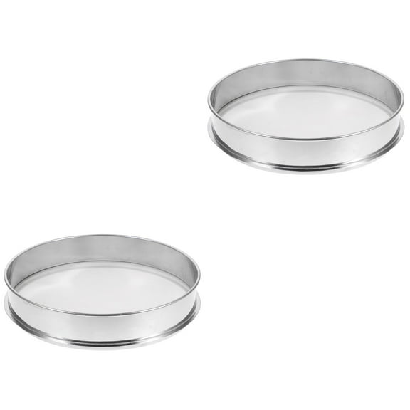 2 Count Sifter for Kitchen Round Shape Flour Shaker Manual Fine Mesh Screen Stainless Steel
