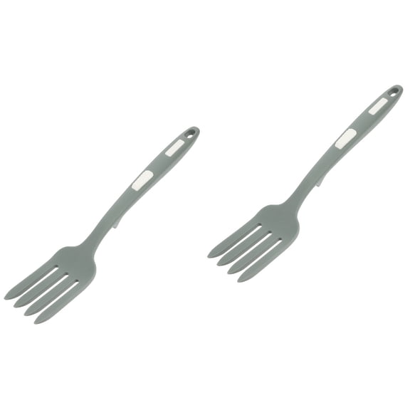 FUEENIRVA Silicone Cooking Fork, Light Grey, Nonstick, for Fruit, 2Pcs
