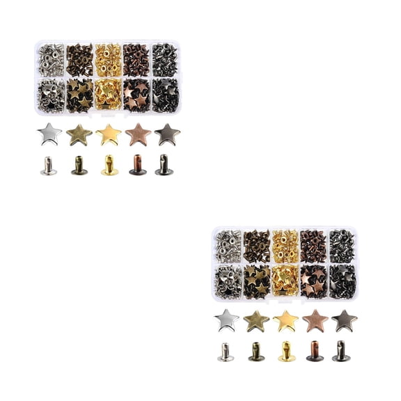 2 Count Single-Sided Rivet Double Cap Rivets Button Kit Star Round Dome