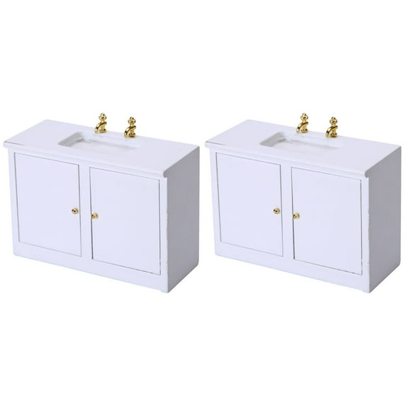 2 Count Sink Table Doll House Furniture Small Water Trough White