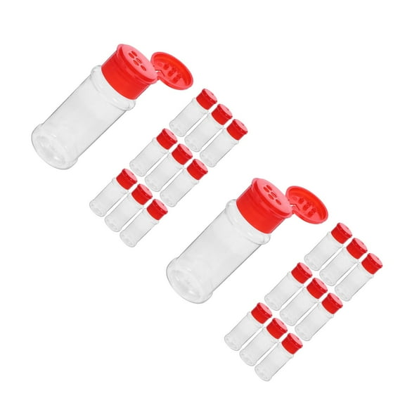 LABSERRON Red Plastic Spice Bottles for Cheese, Pepper, Sugar Storage - Seasoning Containers for Kitchen Use
