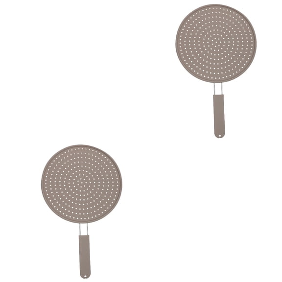 2 Count Splash-Proof Silicone Pot Cover Kitchen Accessory Oil Proofing Lid Mesh Strainer Long Handle Cooking Protector Silica Gel