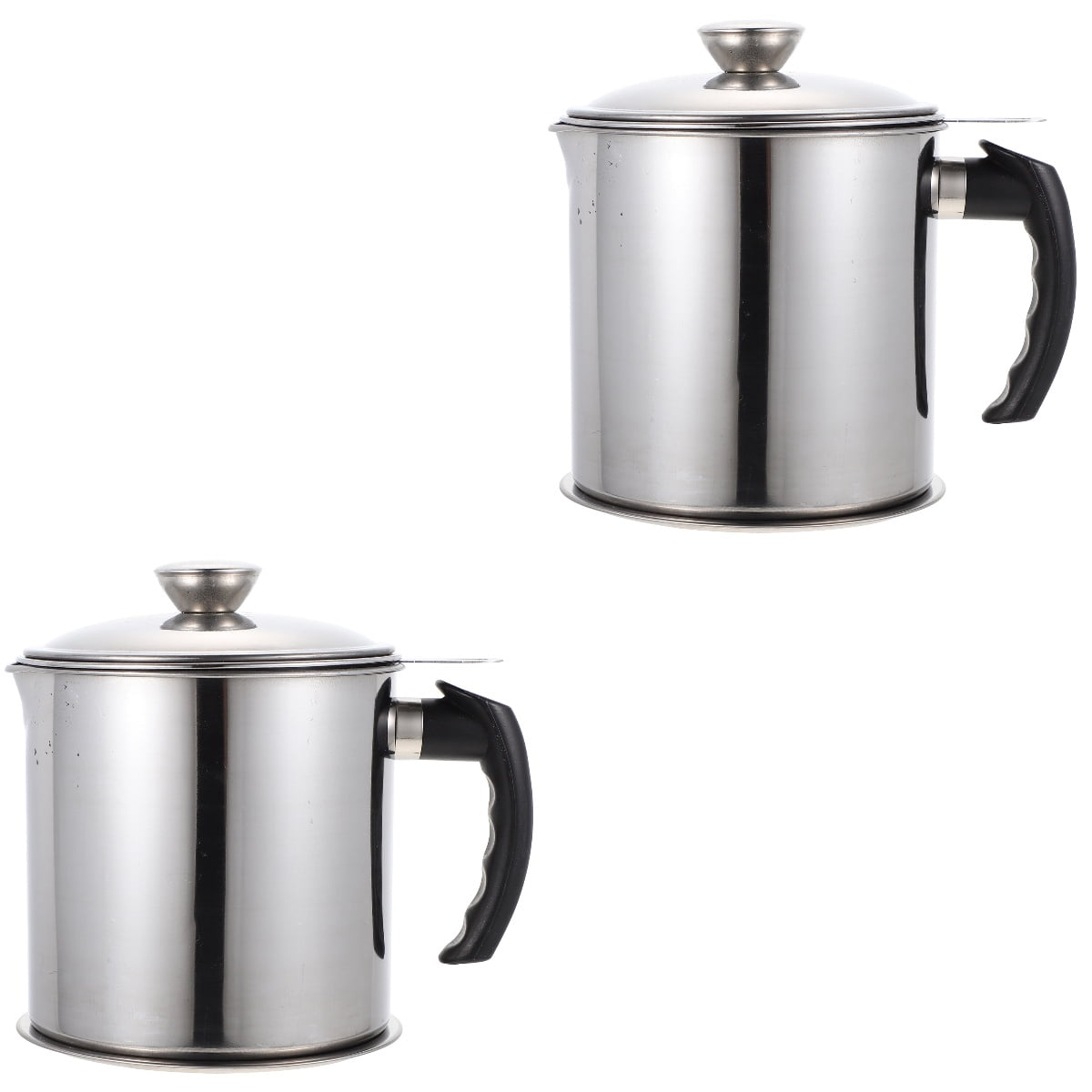 2 Count Stainless Steel Jug Grease Pot Strainer Filter Cooking Oil Keeper Container with