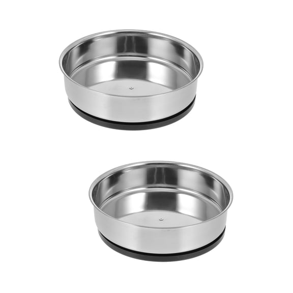 2 Count Stainless Steel Tray Kitchen Storage Turntable Rack Silver
