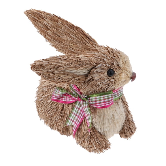 2 Count Straw Rabbit Ornament Easter Decor Desktop Adornment Decoration