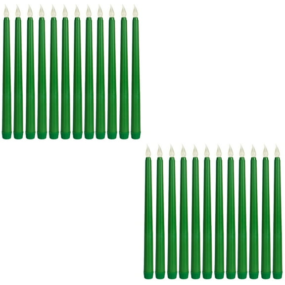 2 Count Taper Led Candles Green Coloured Tapered Colored Lights