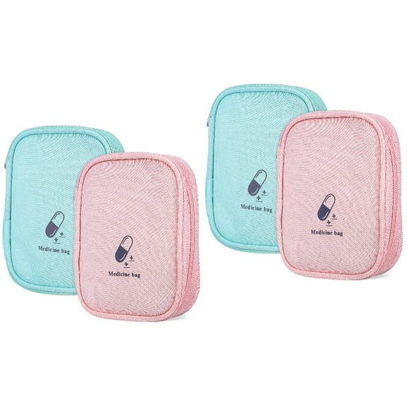 2 Count Travel Pouches First Aid Emergency Bag Zippers Pill Boxes Kits
