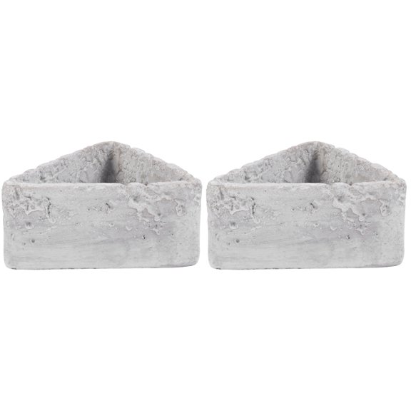 2 Count Triangular Cement Flower Pot Air Plants Floral Containers Office Grey