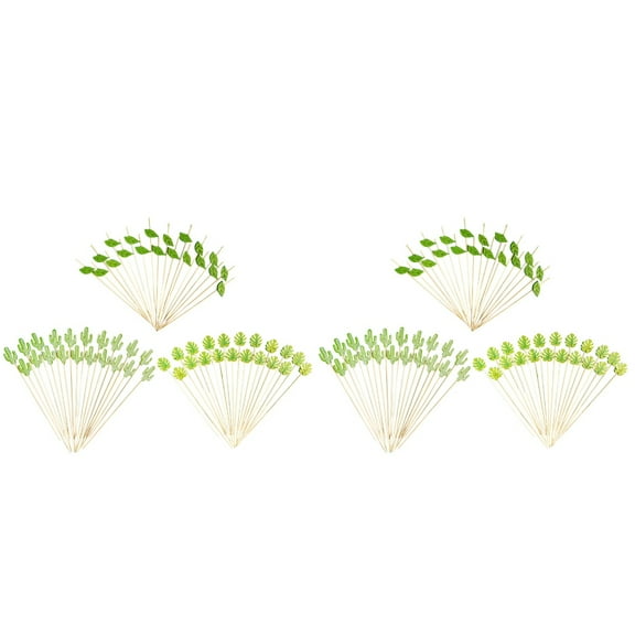 2 Count Tropical Party Decorations Fruit Sign Dessert Table Cake Green