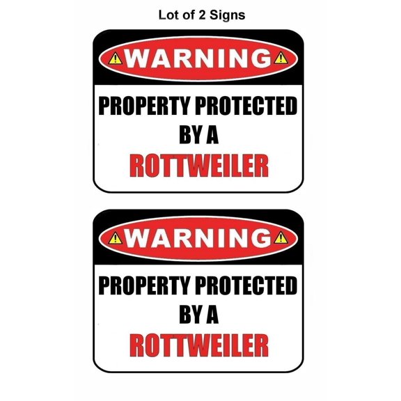 2-Count Warning Property Protected by a Rottweiler 9 inch x 11.5 inch Laminated Dog Sign