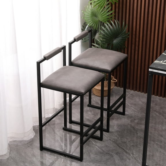 2 Counter Height Stools with Smooth Stitches and Low Back / Fashionable Look for Your Home