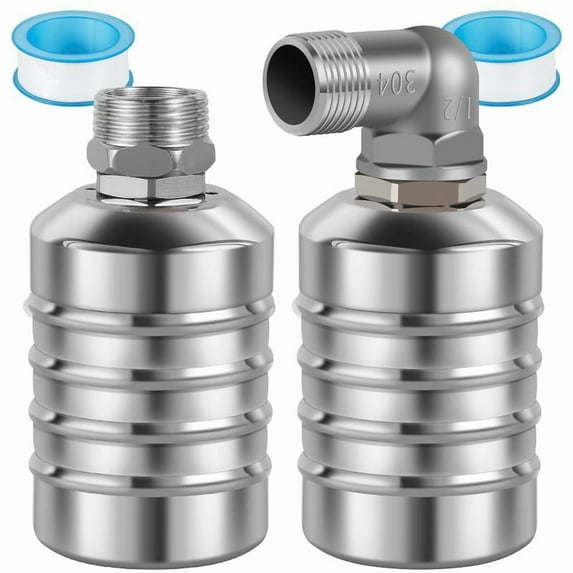 2 Counts Water Level Control Float Valve 304 Stainless Steel Fully Automatic Mini Floating Ball Valve Auto Shut Off Water Tank Safe Water Level Controller Valve Upper/Side Water Intake