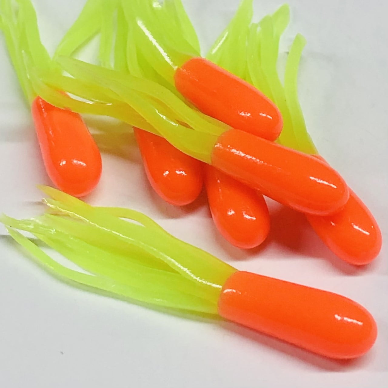 2 Crappie Tube Jig Lures 50 Pack Orange/Chartreuse Glow 