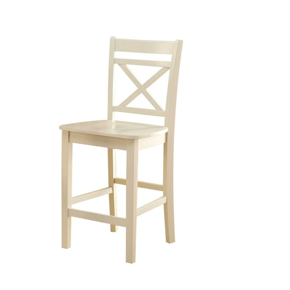 Of 2 Cream Bar Height Chairs - 220lbs Capacity, 16" Seat Depth, 24" Height, Elegant Design With Wooden Elements For A Stylish Interior Counter Chair (two Chairs) Modern Rustic Appeal