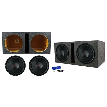 (2) Crunch CRW12D4 12" 800 Watt Car Audio Subwoofers+Vented Sub Box Enclosure