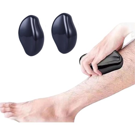 2 Crystal Air Removal Rub Painless Nanocrystal Hair Removal Magic Hair Removal Stone Reusable portable Hair Removal Cream For Arms And Legs(black)