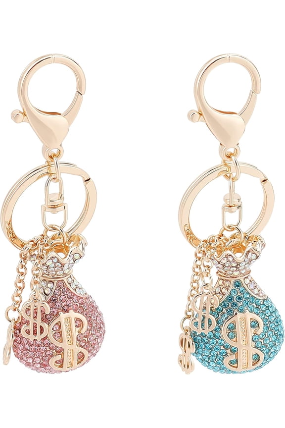 2 Crystal Rhinestone Keychain Accessories Purse Charms Fortune Bag Lucky Charms for Car Keys Handbags Accessories Backpack Key Chains Decoration Keychains