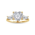 thumbnail image 1 of 2 Ct 8MM Heart & Tapered Cut Lab Created Moissanite Diamond Three Stone Engagement Promise Ring 14K Yellow Gold Over Sterling Silver(G-H Color,VVS1 Clarity)-7.5, 1 of 7