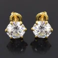 thumbnail image 1 of 2 Ct Certified White Diamond Solitaire Studs, Yellow Gold Finish-Great Sparkle., 1 of 4