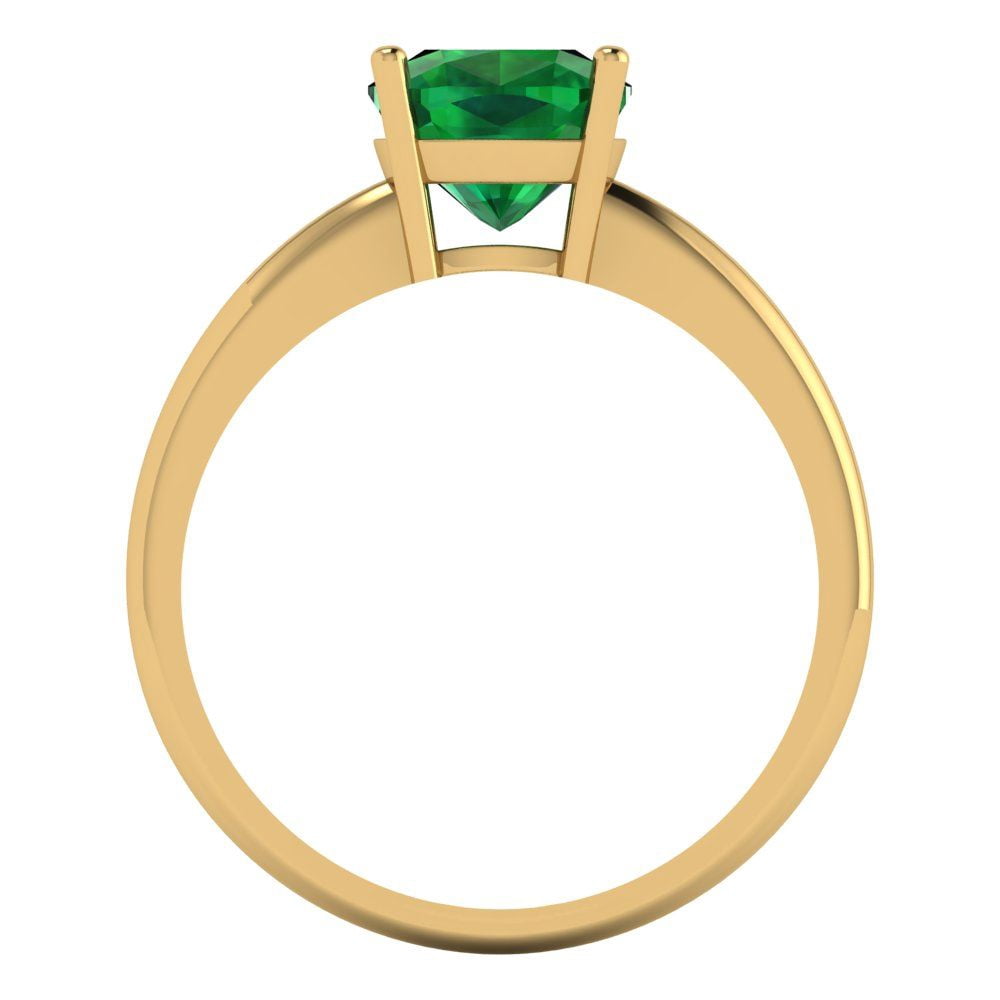 Galaxy Gold 3 Carat 14K Solid Yellow Gold Pear Cut Emerald Solitaire Ring - Genuine Gemstone Engagement/Anniversary Ring (Size 7.5) - View #4