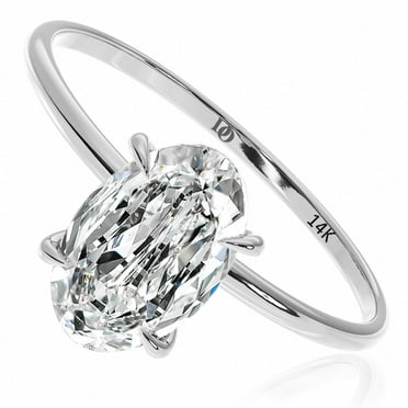 2 Ct Diamond Engagement Ring Lab Grown Oval IGI Certificate 14K Fine White Gold
