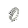 2 Ct Elegant Snake Design Lab Grown Diamond Ring, Adjustable 14K White ...