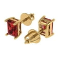 thumbnail image 1 of 2 Ct Emerald Cut Studs Red Natural Garnet 18K Yellow Solid Solid Gold Everyday Dainty Earrings Screw Back, 1 of 7