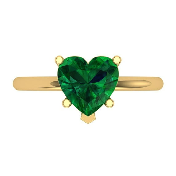 Solitaire Engagement Ring for Women - 2ct Simulated Emerald in 14K Yellow Gold Promise Ring