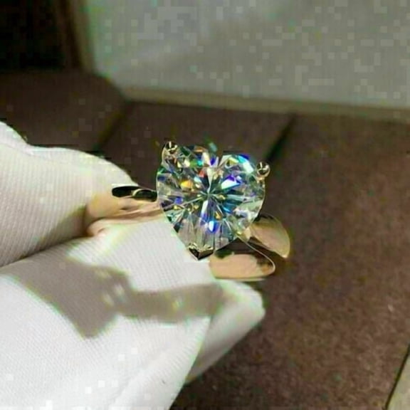 2 Ct Heart Lab Created Diamond Engagement Solitaire Ring 14K Yellow Gold Plated