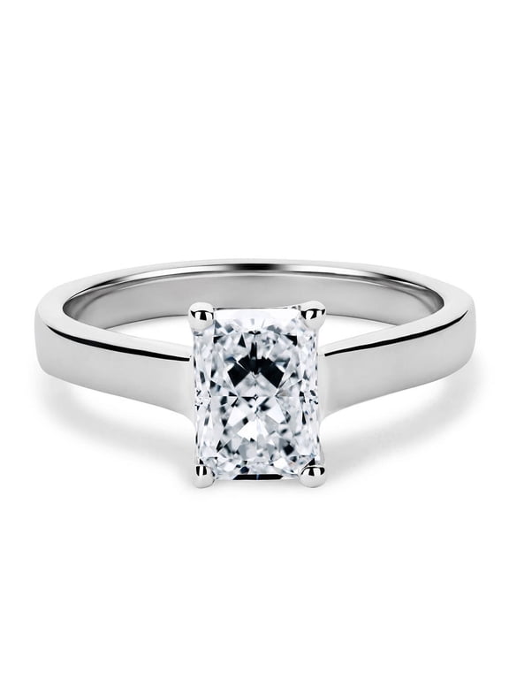 1 Carat Radiant cut Moissanite Diamond Solitaire Promise Ring For Women 925 Silver