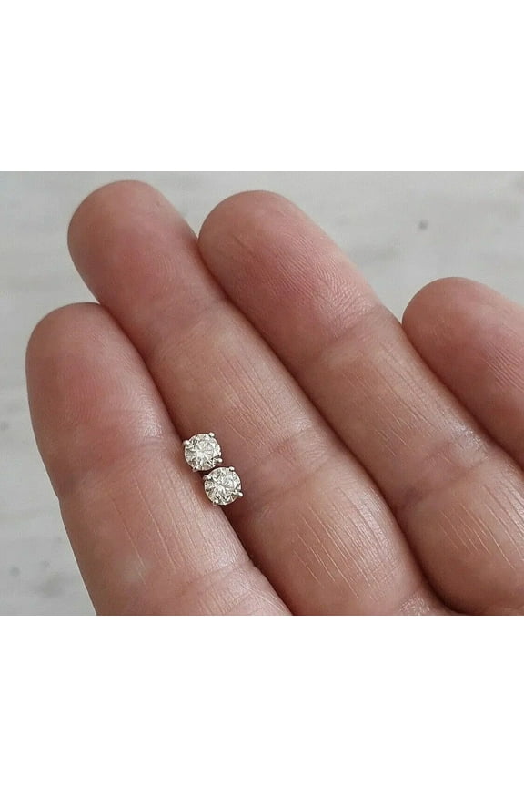 "2 Ct Lab Created Round Moissanite Solitaire Stud Earrings | 14K White Gold Plated"