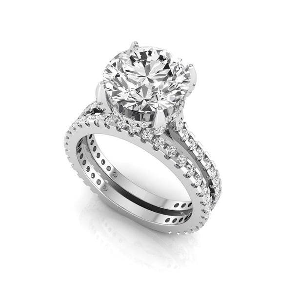 2 Ct Lab Grown Diamond Bridal Wedding Ring Set, IGI Certified D Color VS1 Clarity Round Cut 14K White Gold Engagement Ring Set for Women 7 US
