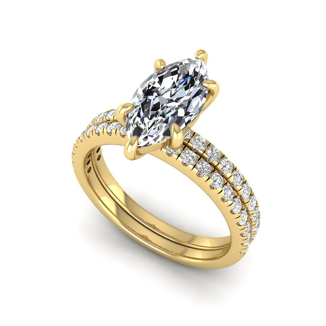 2 Ct Lab Grown Diamond Engagement Ring Set for Women, IGI Certified F ...