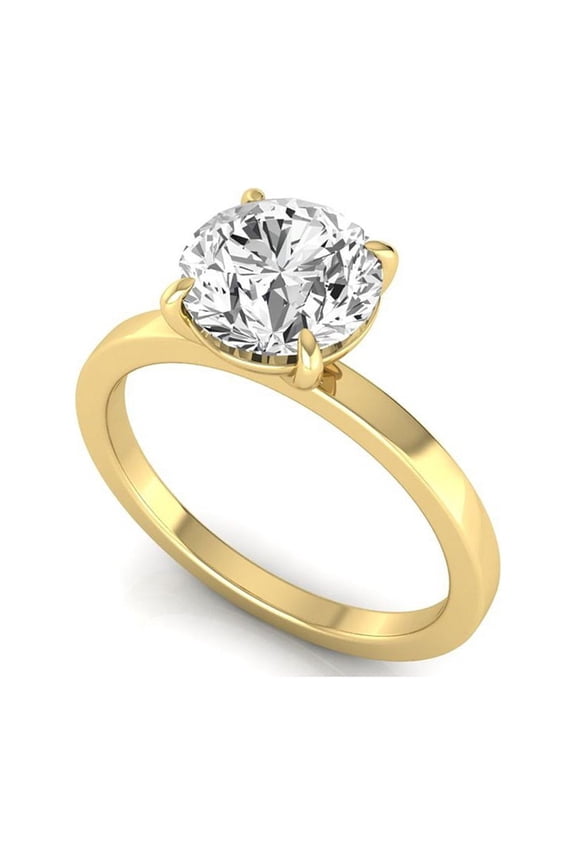 2 Ct Lab Grown Diamond Solitaire Engagement Ring for Women, IGI Certified D Color VVS2 Clarity Round Cut 14K Yellow Gold Engagement Ring 9 US
