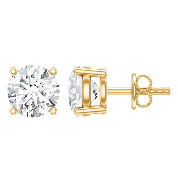 Rosec Jewels 2 Ct Lab Grown Diamond Stud Earrings (EF-VS Quality) - Ready to Gift, 14K Yellow Gold