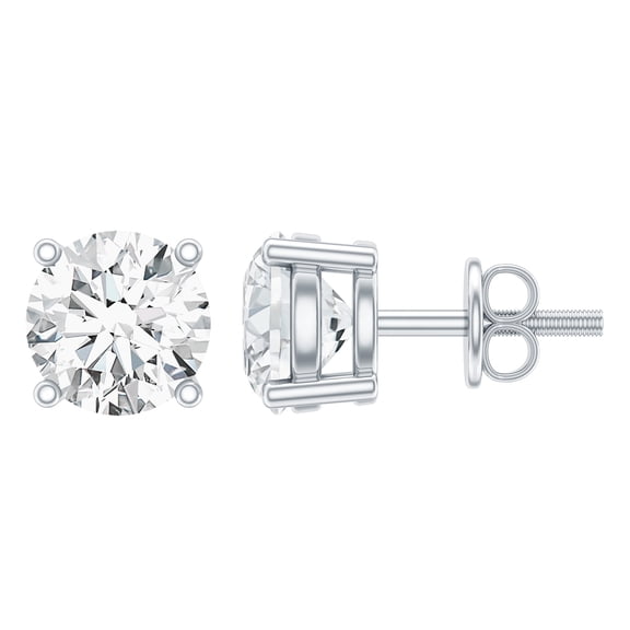 Rosec Jewels Certified Lab Grown Diamond Studs (EF-VS Quality, 1.9 Carat) - Round Earrings with Screw Back - Ready to Gift, 925 Sterling Silver