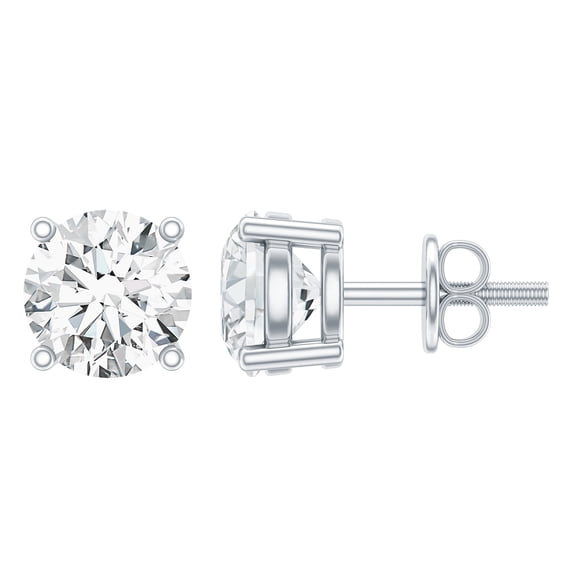 Rosec Jewels Certified Lab Grown Diamond Studs (EF-VS Quality, 1.9 Carat) - Round Earrings with Screw Back - Ready to Gift, 925 Sterling Silver