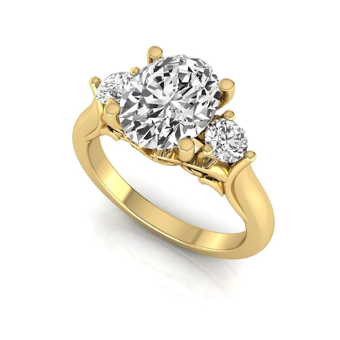 2 Ct Lab Grown Diamond Three Stone Ring for Women, IGI Certified D ...