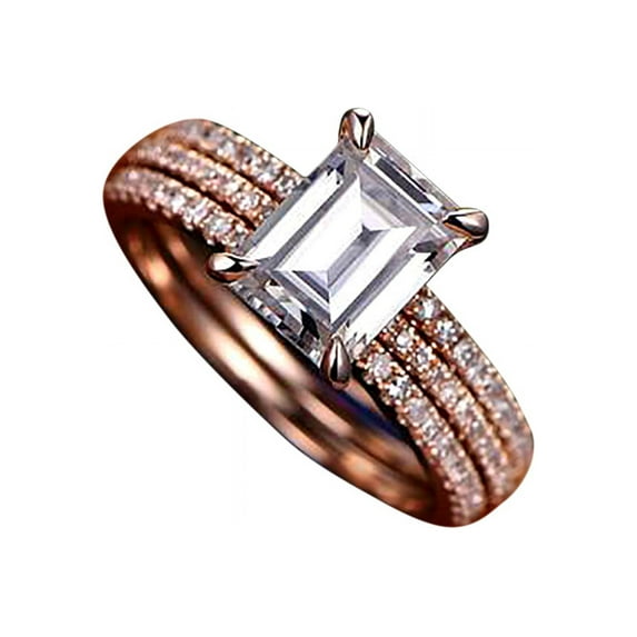 2 Ct Man made diamond moissanite & Man made diamond moissanite Trio Bridal Ring Set with 18k Gold Plating