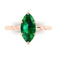 thumbnail image 1 of Solitaire Engagement Ring for Women - 2ct Simulated Emerald in 18K Rose Gold Promise Ring, 1 of 6
