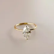 EHAAN JEWEL 2.Ct Marquise Cut Moissanite Engagement Solitaire Ring In 14K Yellow Gold Plated
