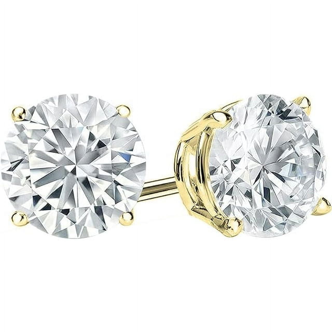 ALMASUNIDAS 2 Ct Moissanite Diamond earrings 14k Yellow Gold over Round Women Mens Earrings