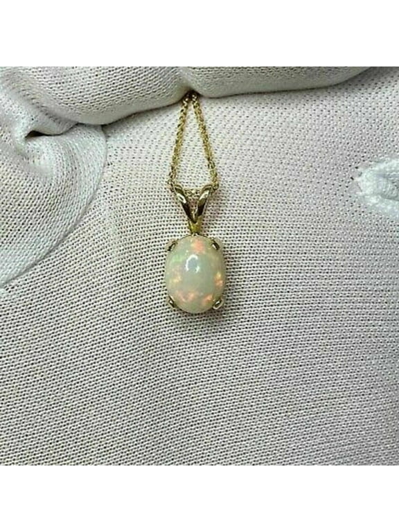 2 Ct Oval Cut Fire Opal Solitaire Pendant Necklace 14k Yellow Gold Plated Silver