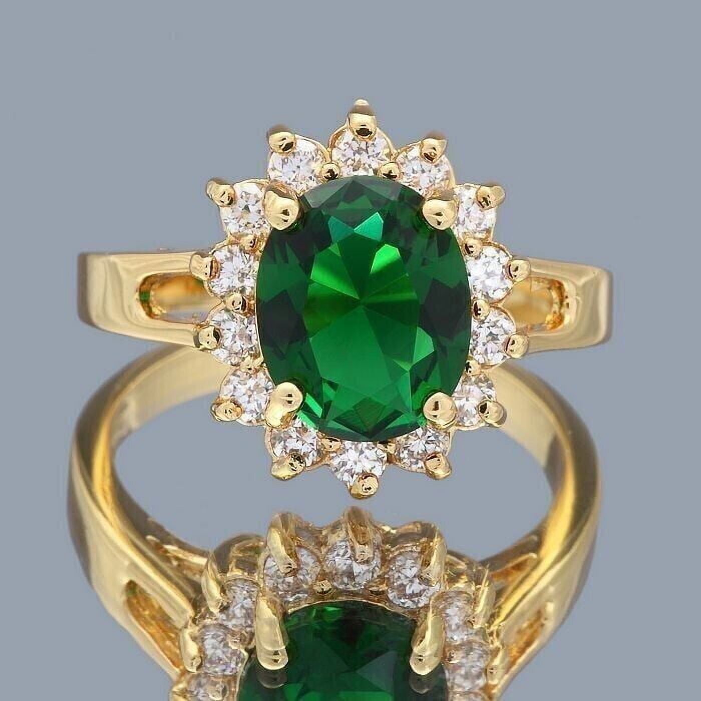 Green Emerald Oval Cut Ring 14K White Gold Diamond Anniversary Jewelry Gift