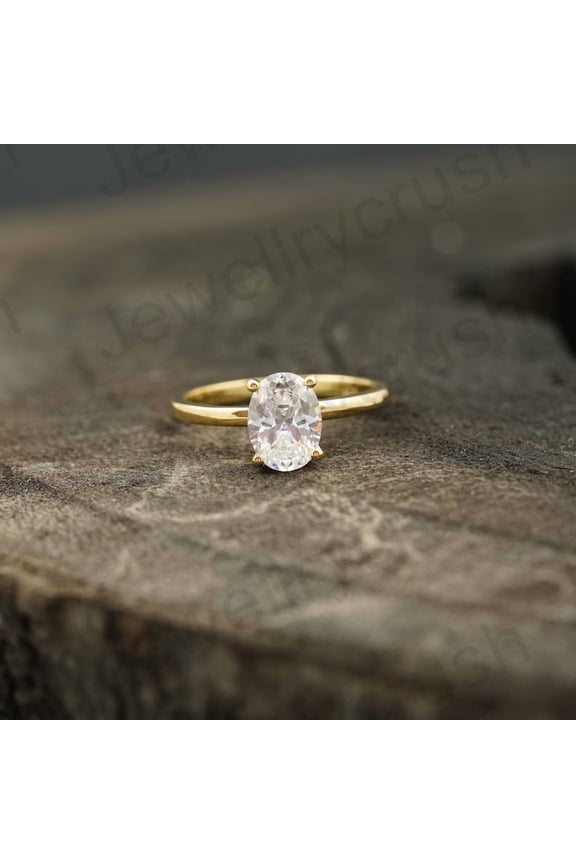 2 Ct Oval Cut Moissanite Engagement Ring, Oval Cut Ring, Diamond Engagement Ring, Travel Ring, Solitaire Ring, Oval Promise Ring, Gold Ring