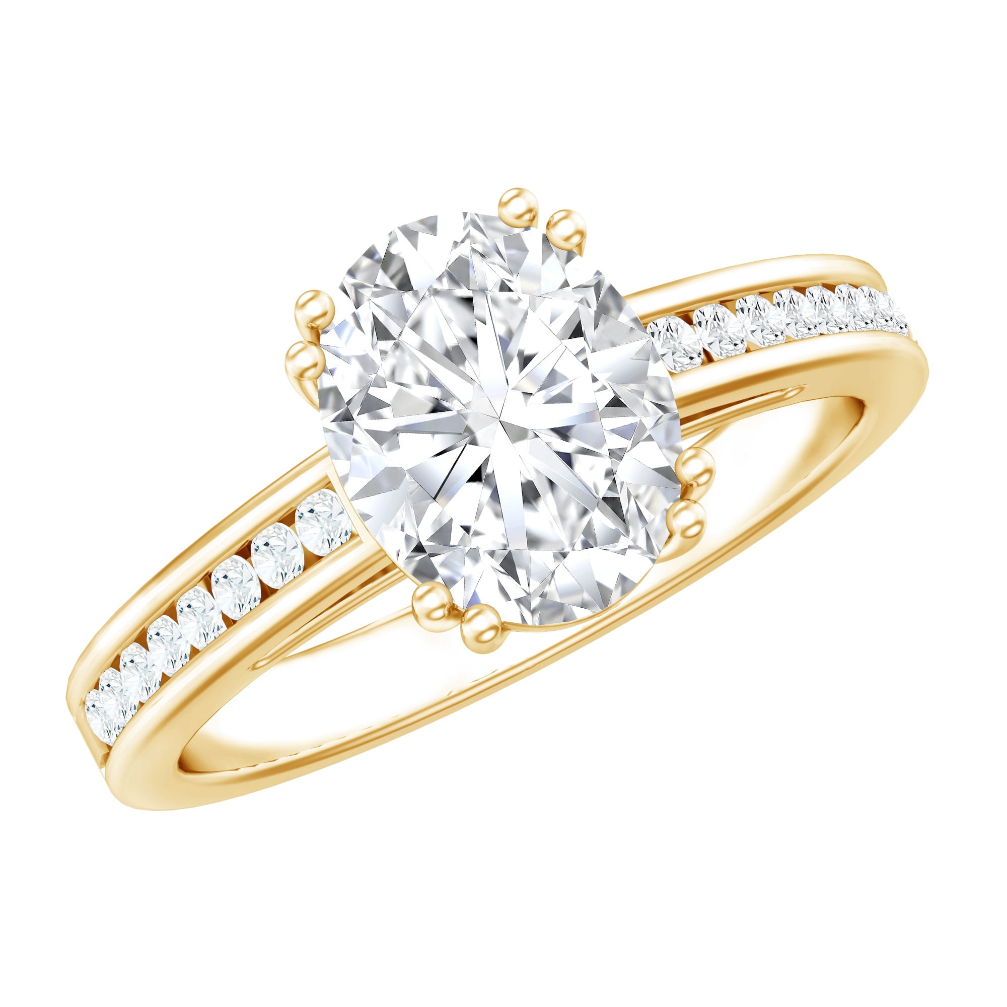 Rosec Jewels 2 Ct Oval Moissanite Solitaire Engagement Ring - 7X9 mm - D-VS1 Quality Certified Moissanite Ring for Women, 10K Yellow Gold, US 4.50